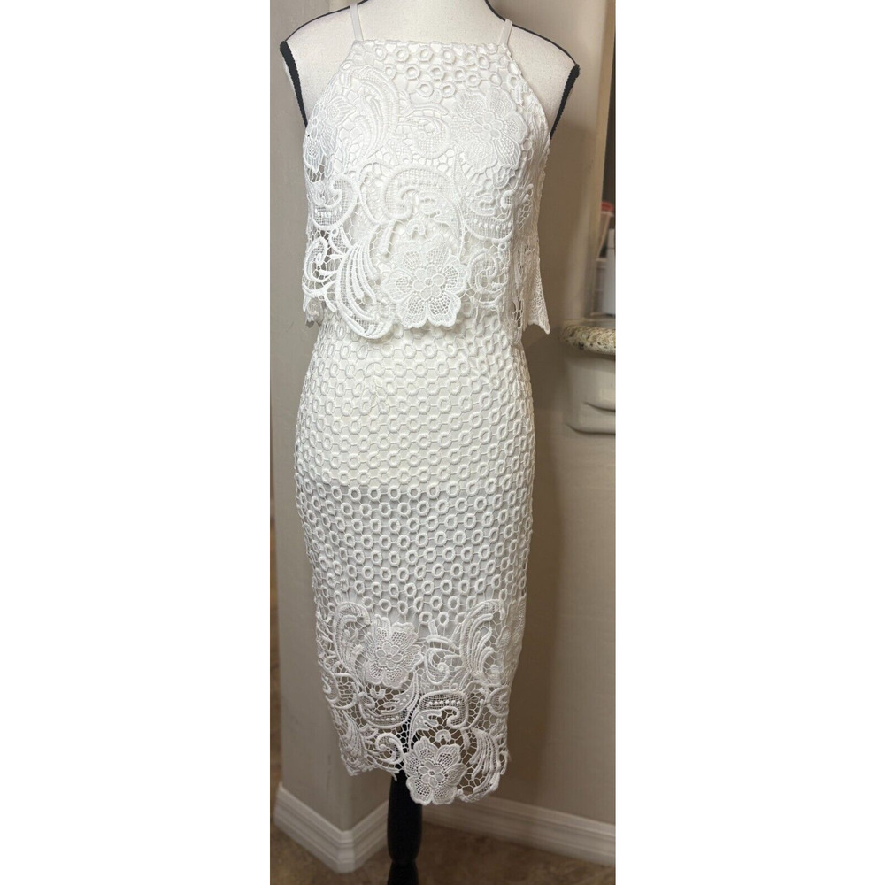 Mustard Seed White Lace Midi Dress